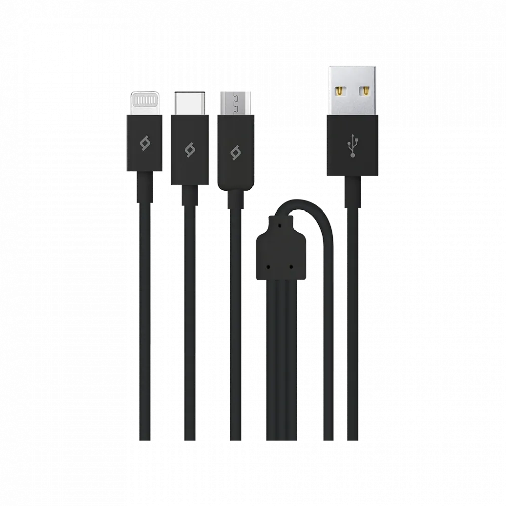 TTEC 2DK7521S Trio Şarj Kablosu Type-C,Lightning,Micro USB 120 cm