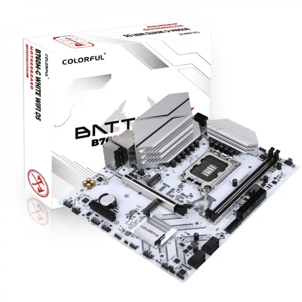 Anakart Colorful Battle-Ax B760M-G White Wifi D5 V20A Ddr5 1700P 2