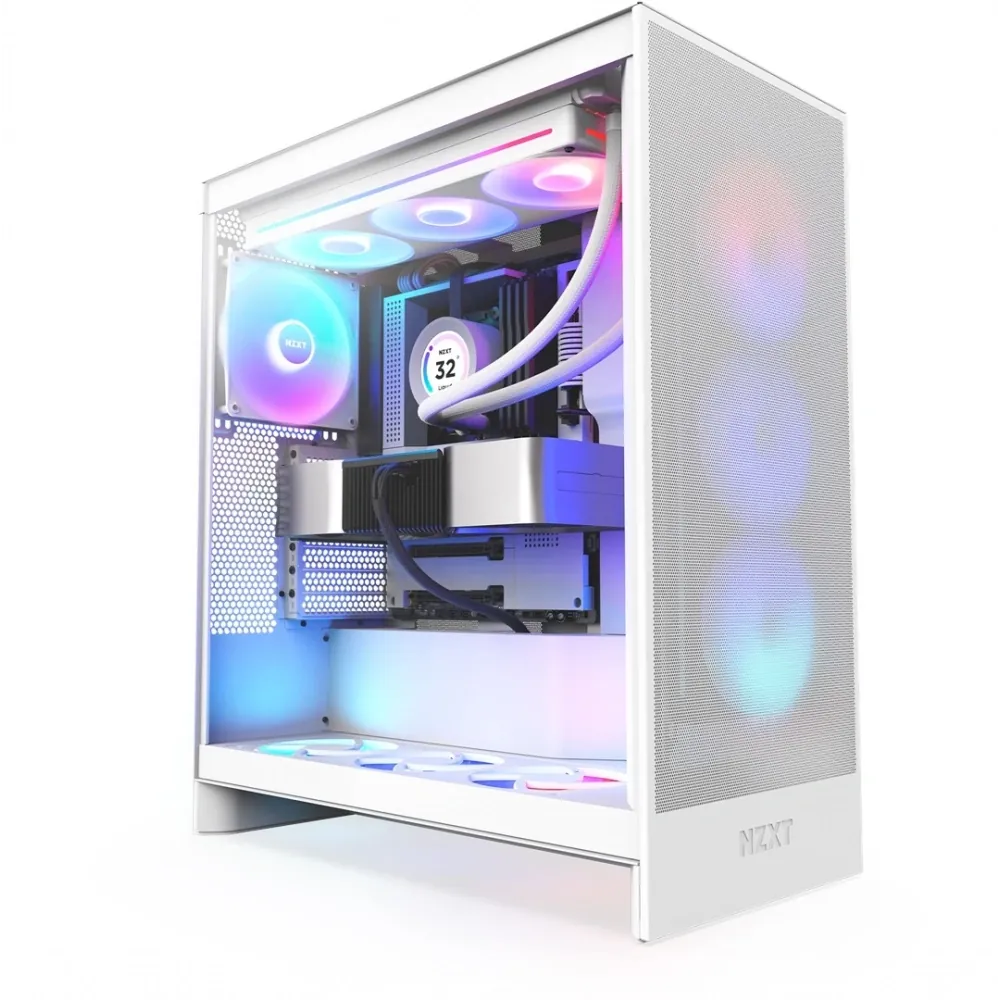 Kasa Nzxt H7 Flow(2024) White RGB Tempered Glass USB 3.2 Atx Mid Tower 3