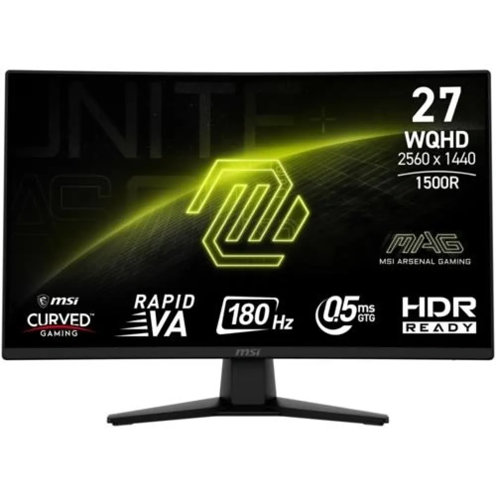 Msi 27" Mag 274Cqf Curved 1500R Va 0.5Ms 180Hz Wqhd 2560X1440 Siyah 2