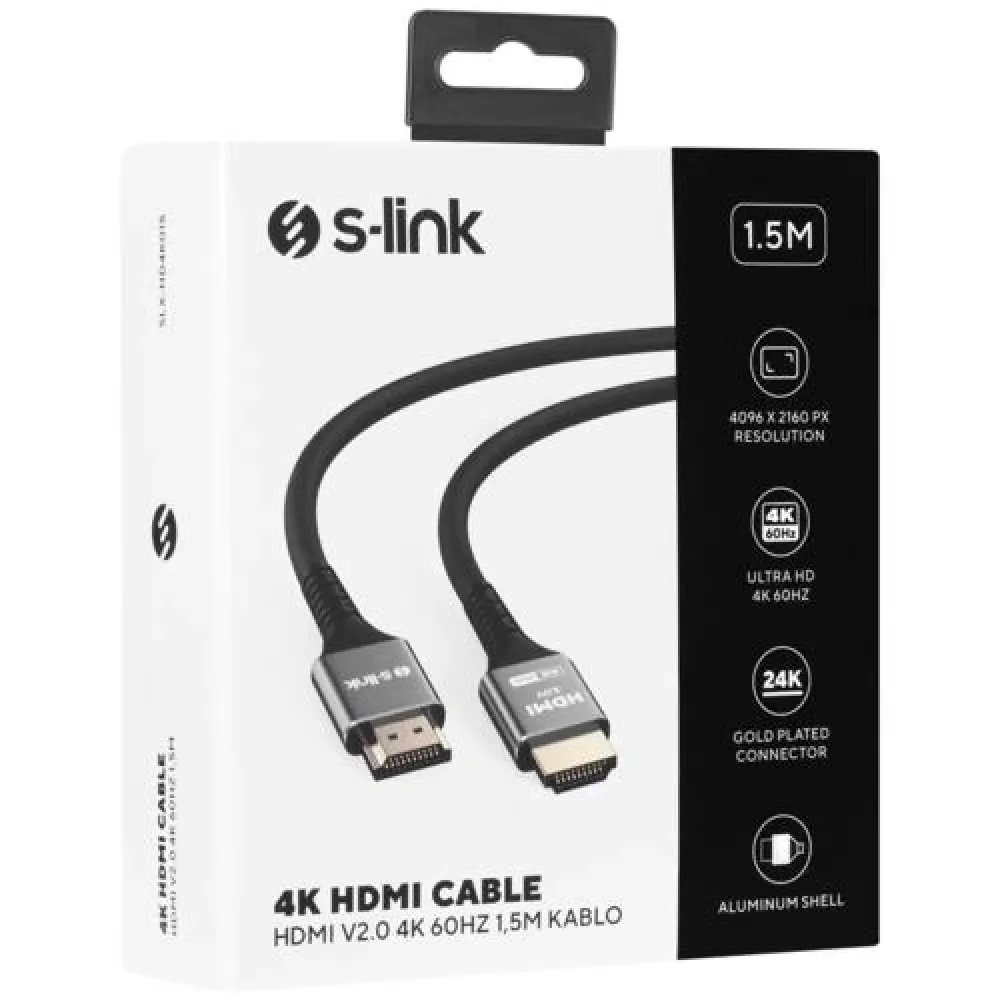 Kablo S-Link Slx-Hd4K015 Hdmi 1.5Mt Metal V2.0 4K(4096*2160)60Hz