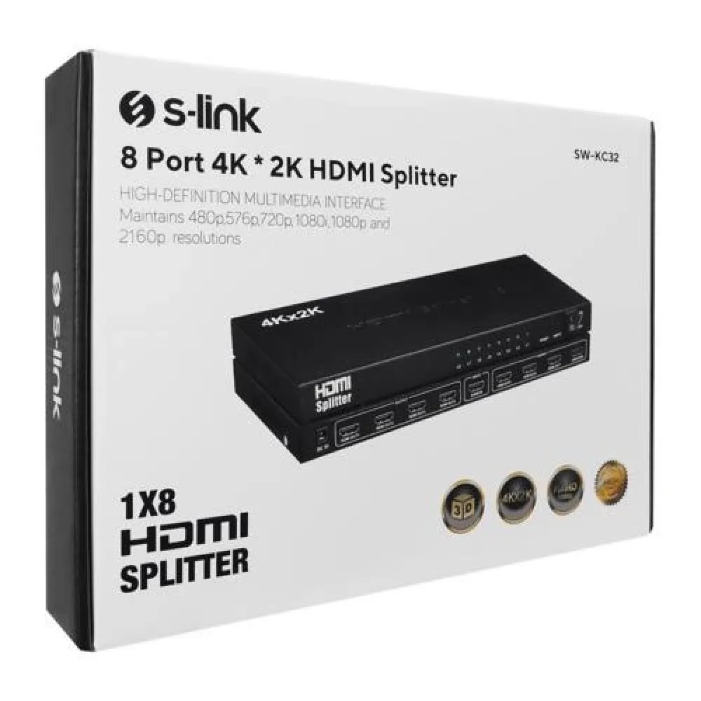 AKSESUAR S-link SW-KC32 8 Port 4K " 2K Hdmi Splitter