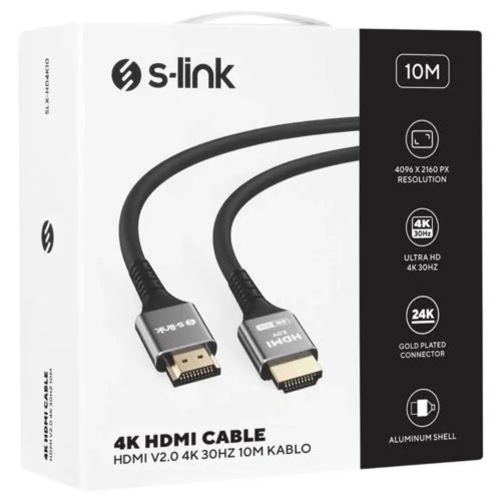 Kablo S-Link Slx-Hd4K10 Hdmı 10Mt Metal V2.0 4K(4096*2160)30Hz
