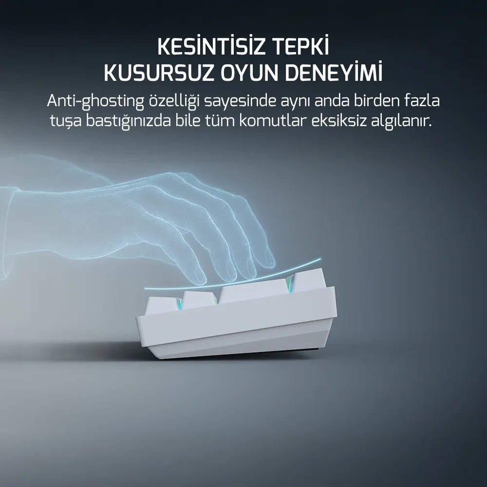 Klavye Gamepower Lyra Rgb 60m Mekanik Blue Switch Beyaz 2
