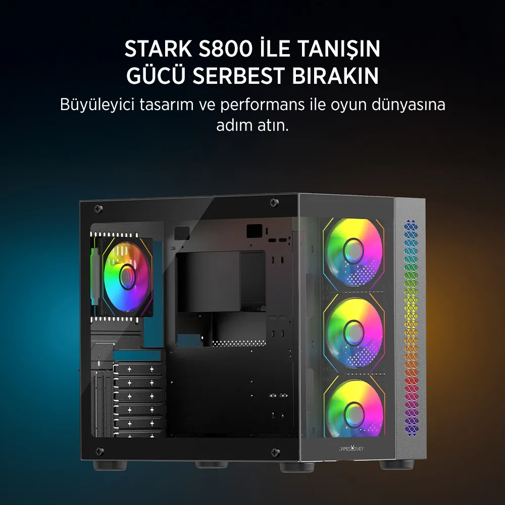 KASA James Donkey Stark S800 4xARGB Temperli Cam 650W 80+ Bronze ATX S thumbnail 5