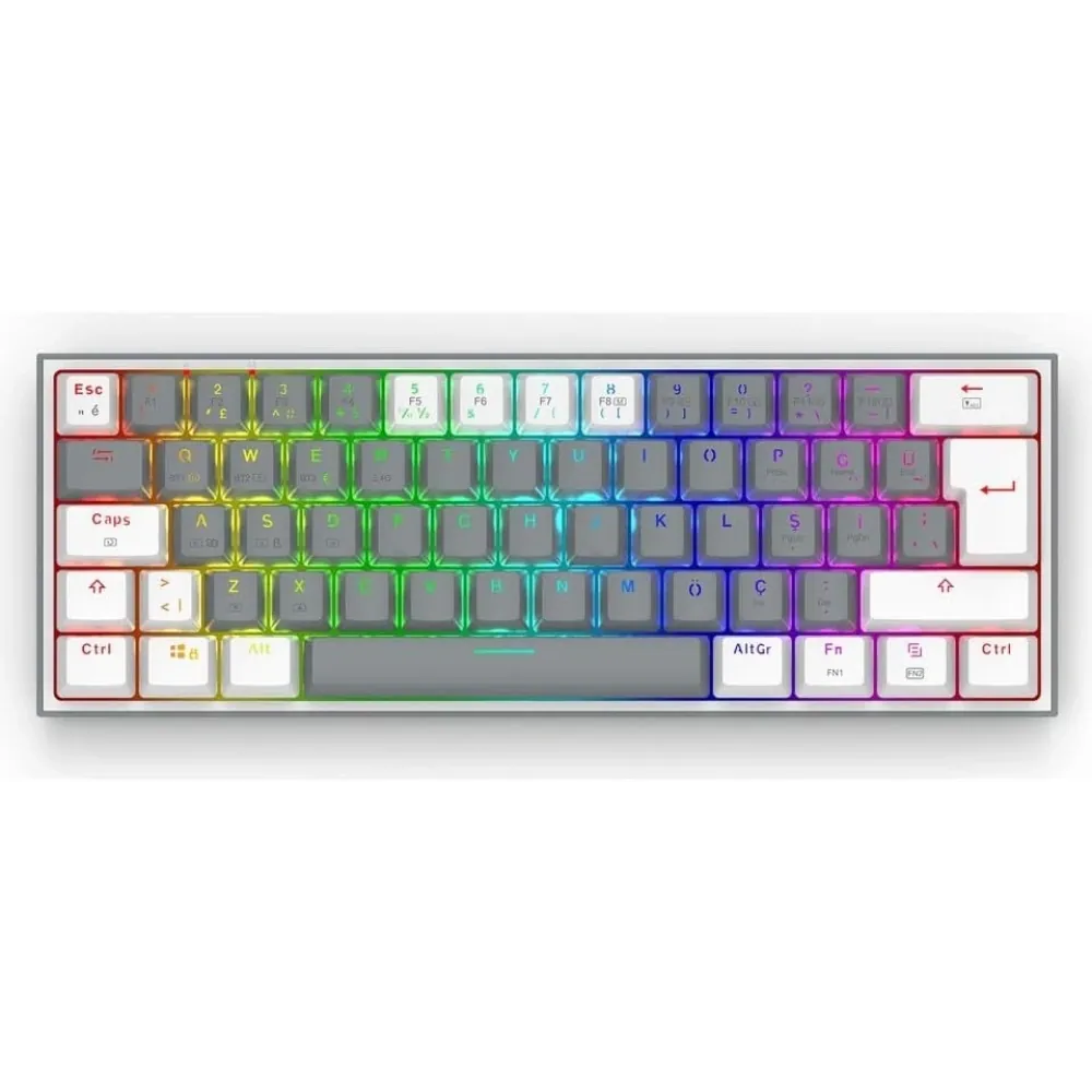 Redragon K616 Fizz Pro RGB Red Switch Kablosuz Gri / Beyaz Compact