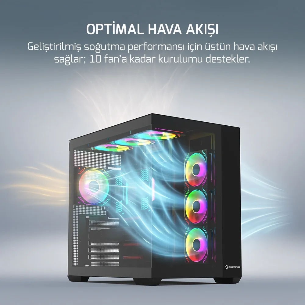 Kasa GamePower Warcry Prism 4xARGB Fan 650W 80+ Bronze Atx Siyah 4