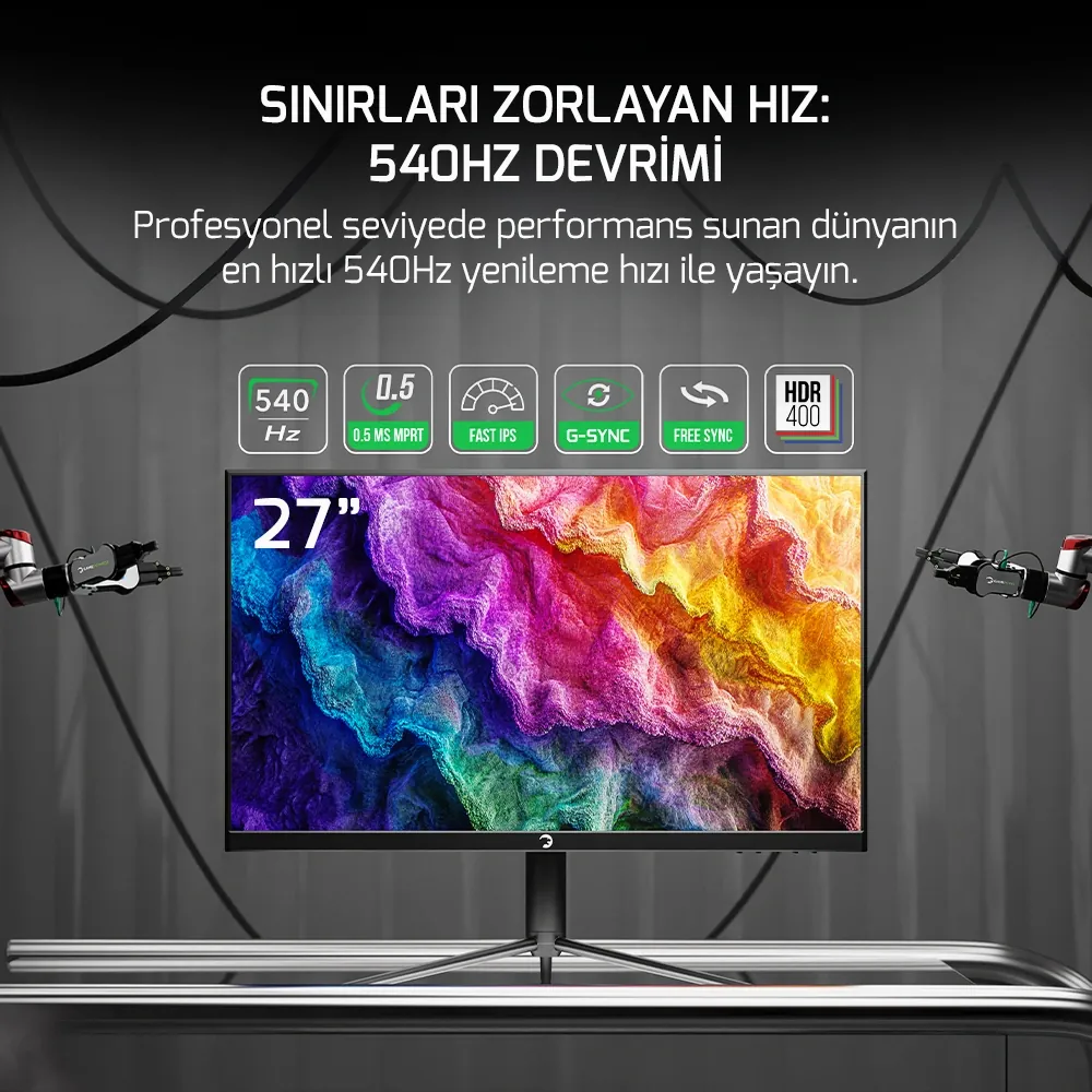 GamePower Lucid S60 27'' 0.5ms 540Hz Flat Fast IPS FHD RGB Pivot Speak 3