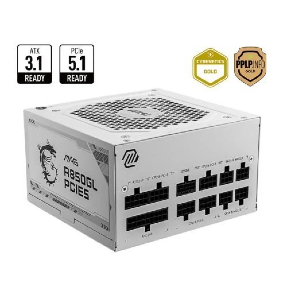 Power Supply Msi Mag A850Gl 850W 80+ Gold Full Modular Beyaz