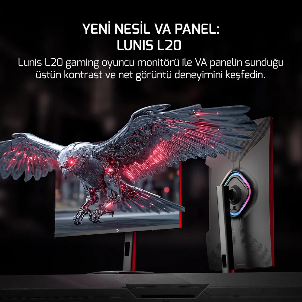 Monitör GamePower Lunis L20 24" 240Hz 0.5Ms VA FHD RGB Pivot 2