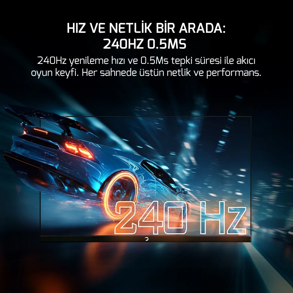 Monitör GamePower Lunis L20 24" 240Hz 0.5Ms VA FHD RGB Pivot 3
