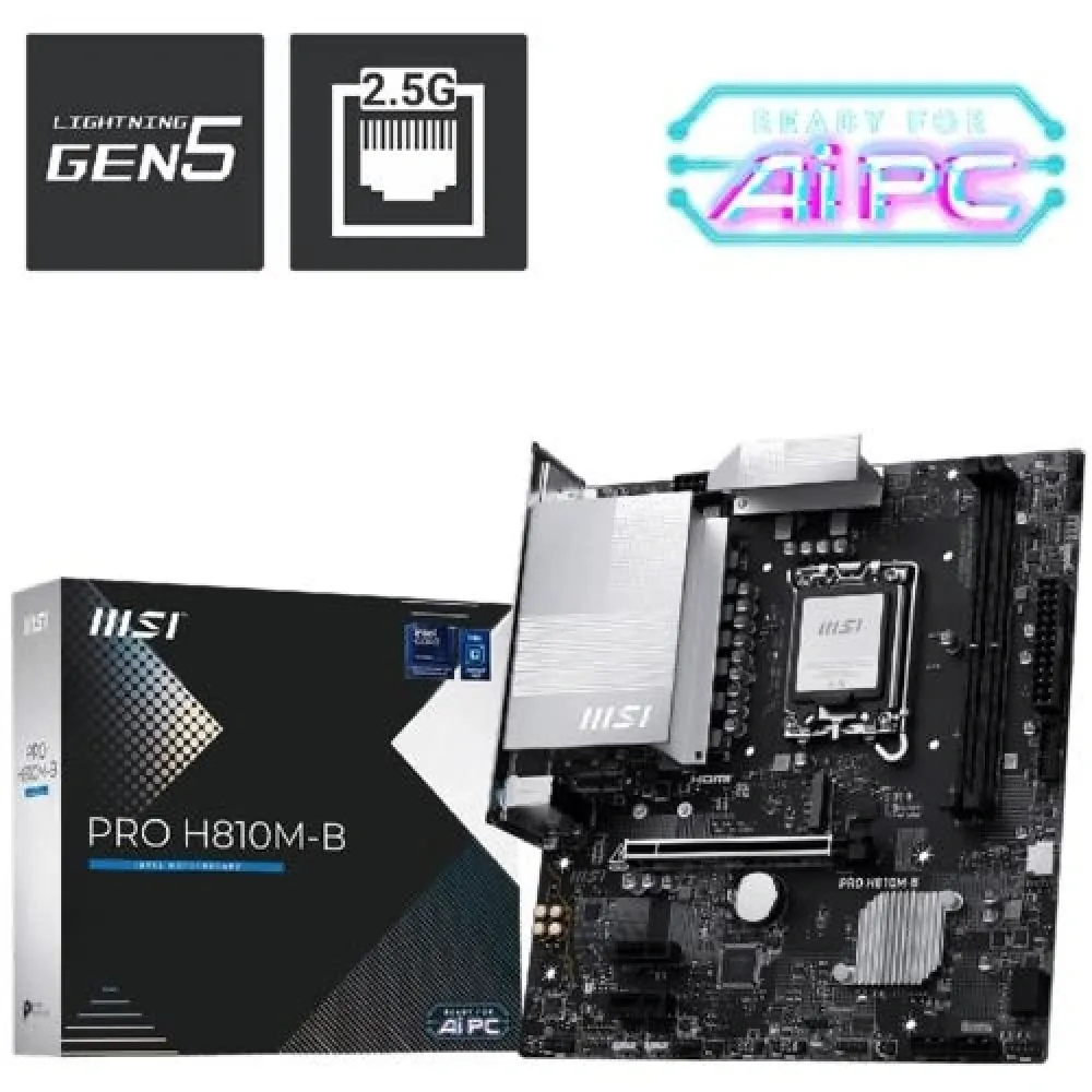 Anakart Msi Pro H810M-B Ddr5 6400Mhz (Oc) M.2 Matx 1851p 3