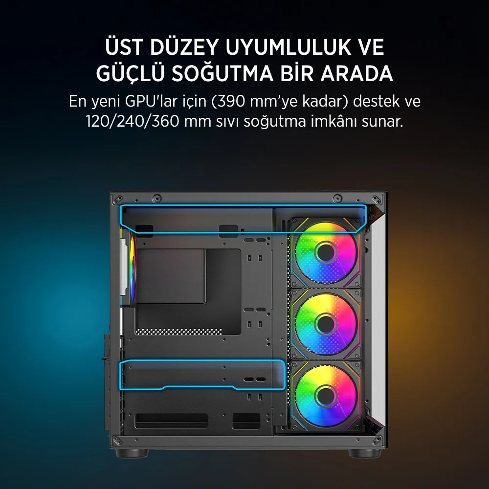 Kasa James Donkey Stark S800 4xARGB Temperli Cam 750W 80+ Bronze ATX S thumbnail 2
