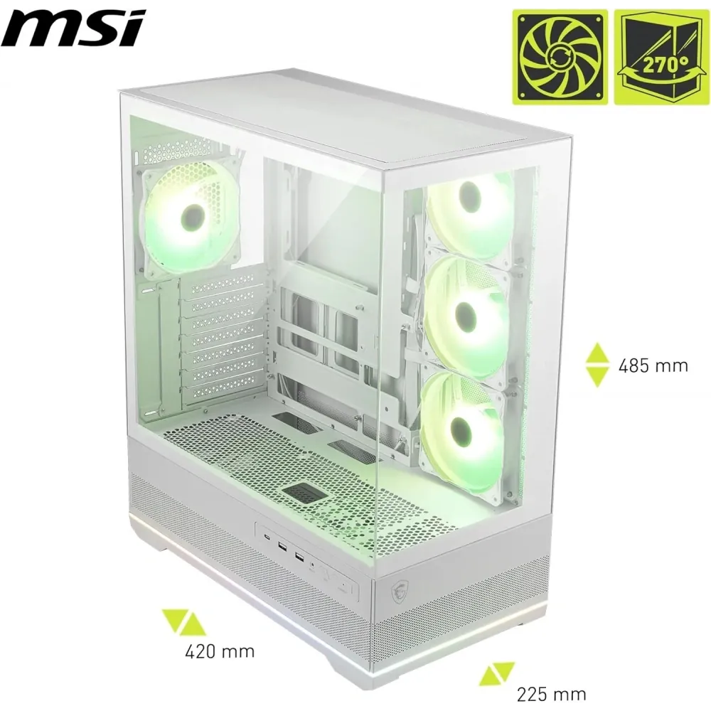 Msi Mpg Pano 110R PZ Beyaz 4xARGB Fan USB 3.2 ATX Mid Tower 4