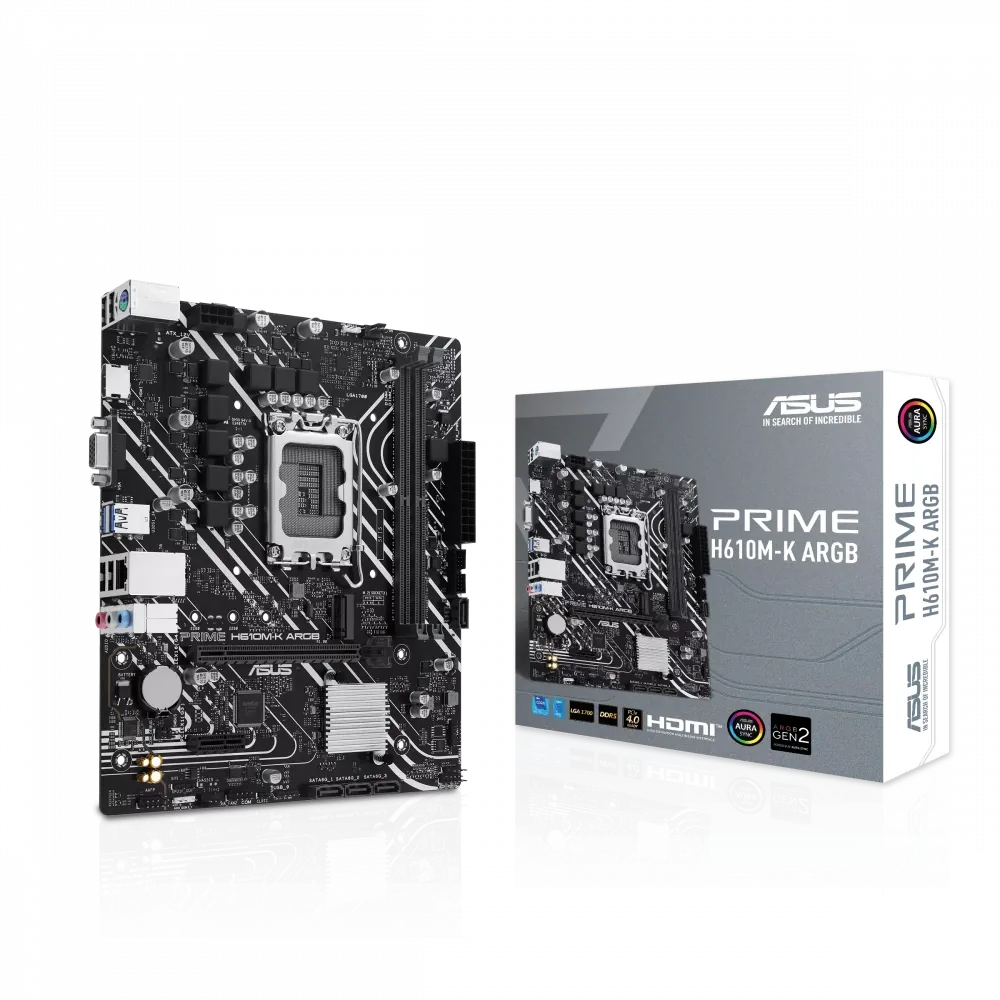Anakart Asus Prime H610M-K Argb Ddr5 5600Mhz Usb 3.2 Matx 1700p 4
