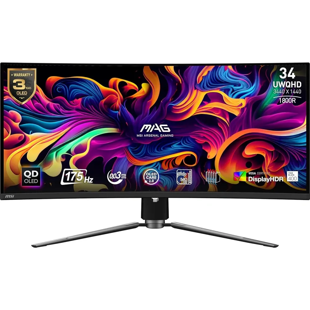 Monitör Msi 34" Mag 341CQP Curved QD-OLED 0.03ms 175Hz UWQHD 3