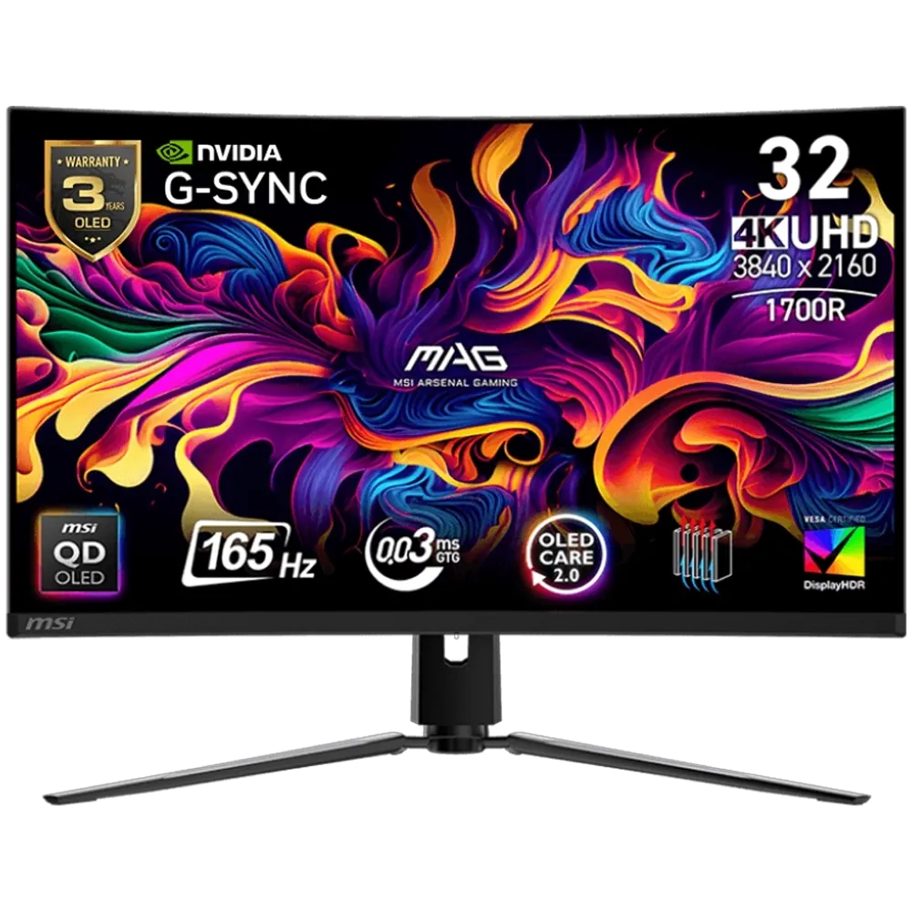 Msi 31.5" Mag 321Cup Curved 1700R Qd-Oled 0.03Ms 165Hz Uhd 2