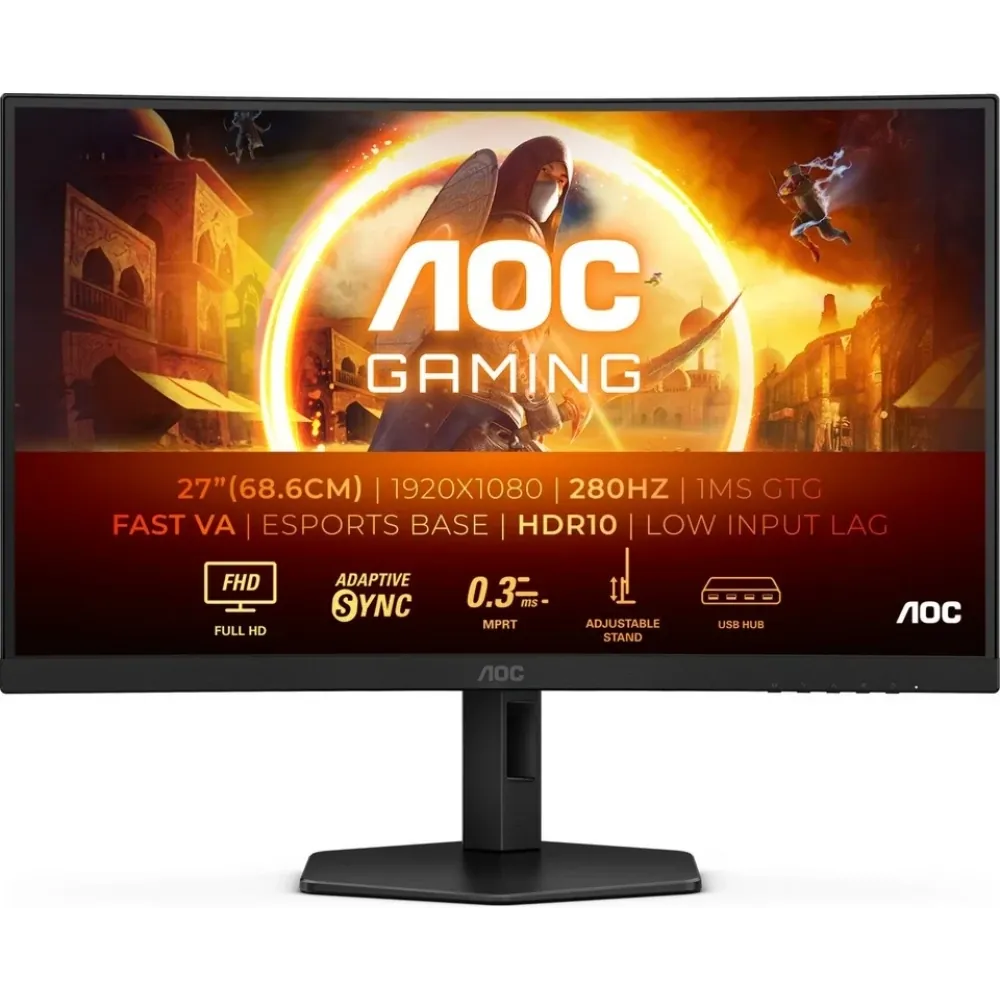 Aoc 27" C27G4ZXU 0.3ms 280Hz HDMI,DisplayPort Adaptive-Sync Va Curved
