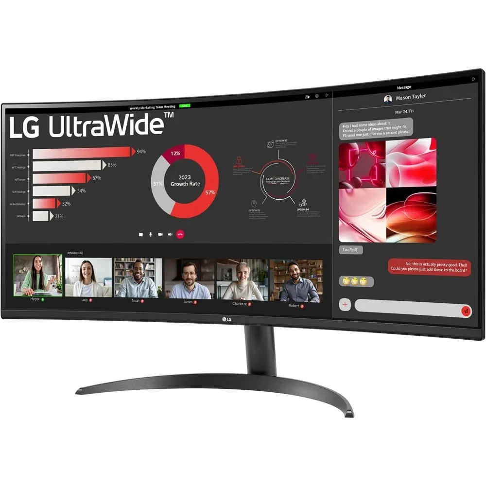 Monitor Lg 34" 34Wr50Qc-B Curved 5Ms 3440X1440,Dp,Hdmi,100Hz,Vesa 2