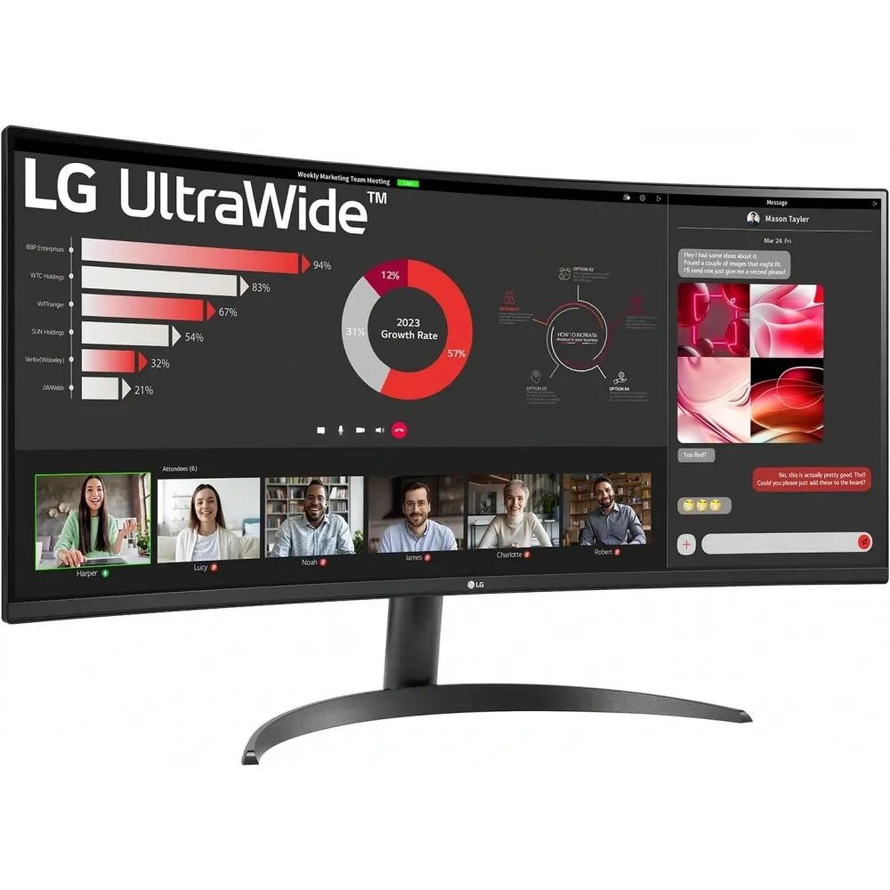 Monitor Lg 34" 34Wr50Qc-B Curved 5Ms 3440X1440,Dp,Hdmi,100Hz,Vesa 3