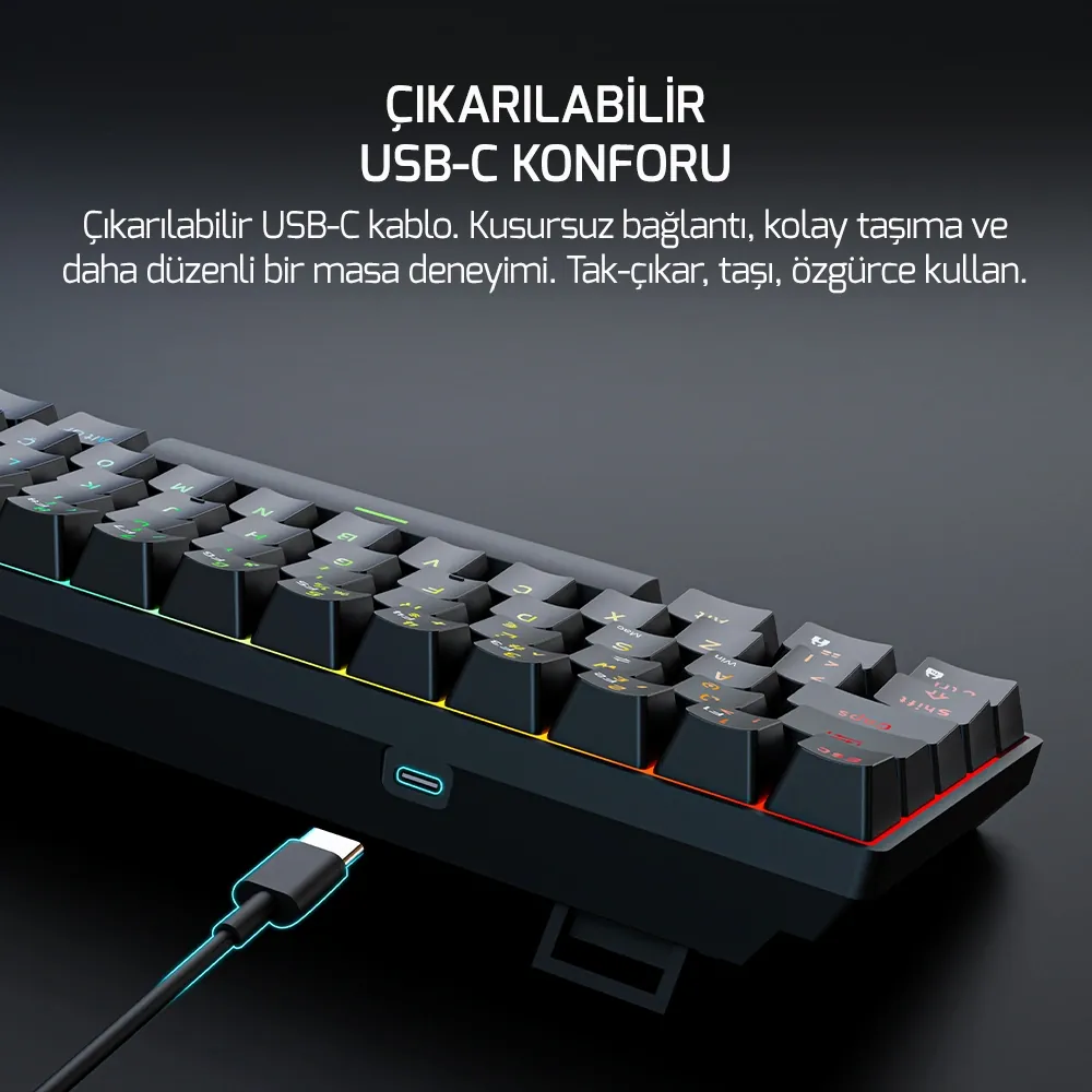 Klavye Gamepower Nexa He60 1K Rgb Kablolu Manyetik Switch Gaming 2