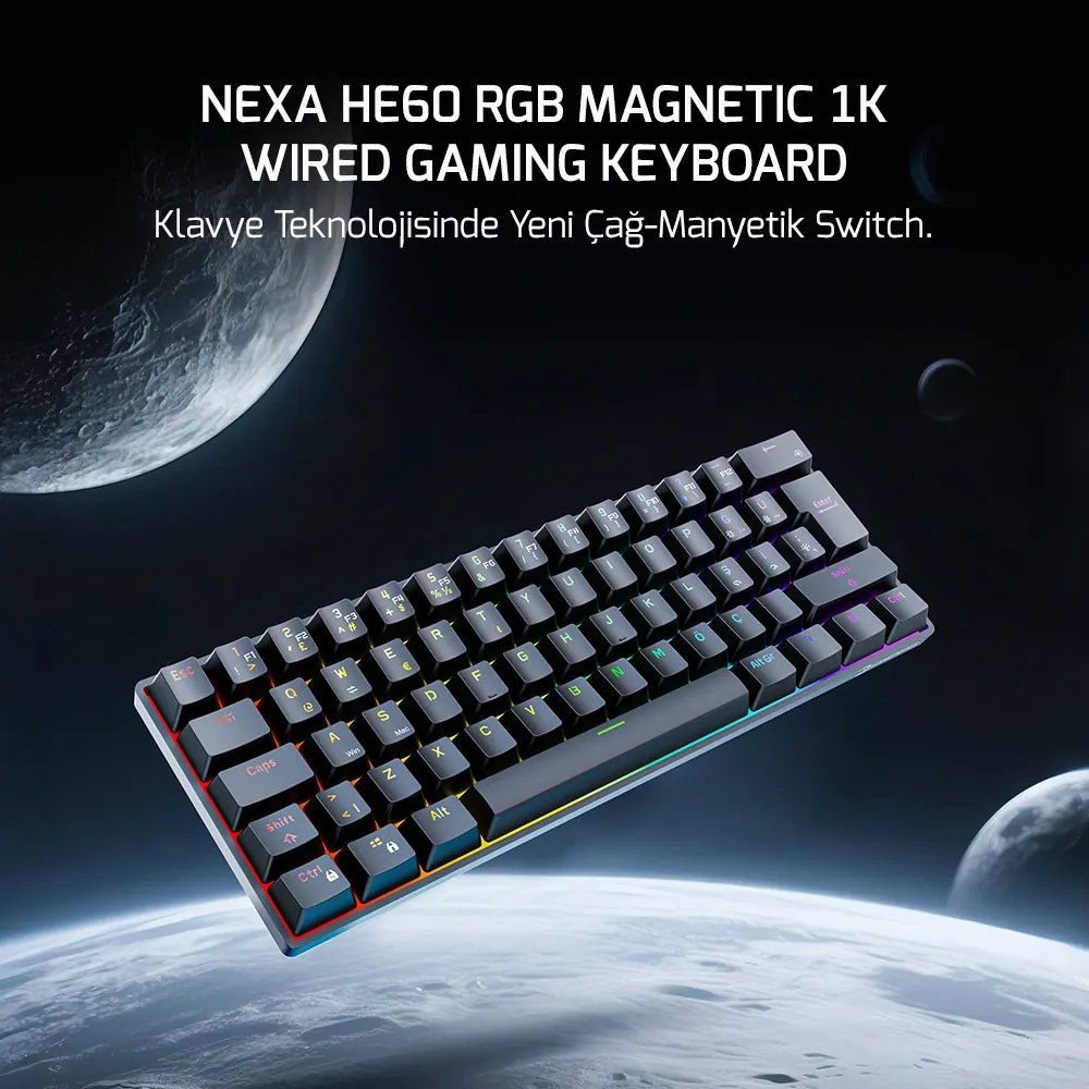 Klavye Gamepower Nexa He60 1K Rgb Kablolu Manyetik Switch Gaming 4