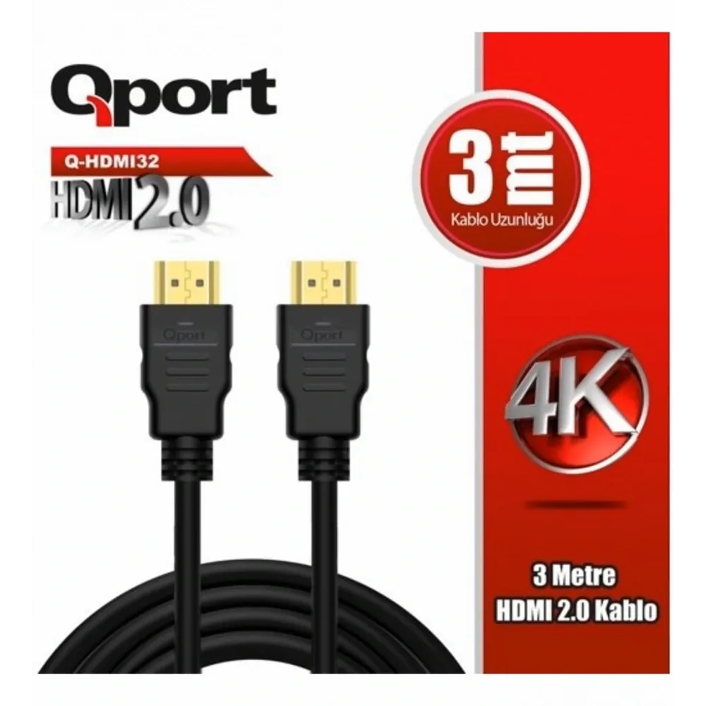 Kablo Qport Q-Hdmi32 3Mt Hdmi 2.0 4K Kablo