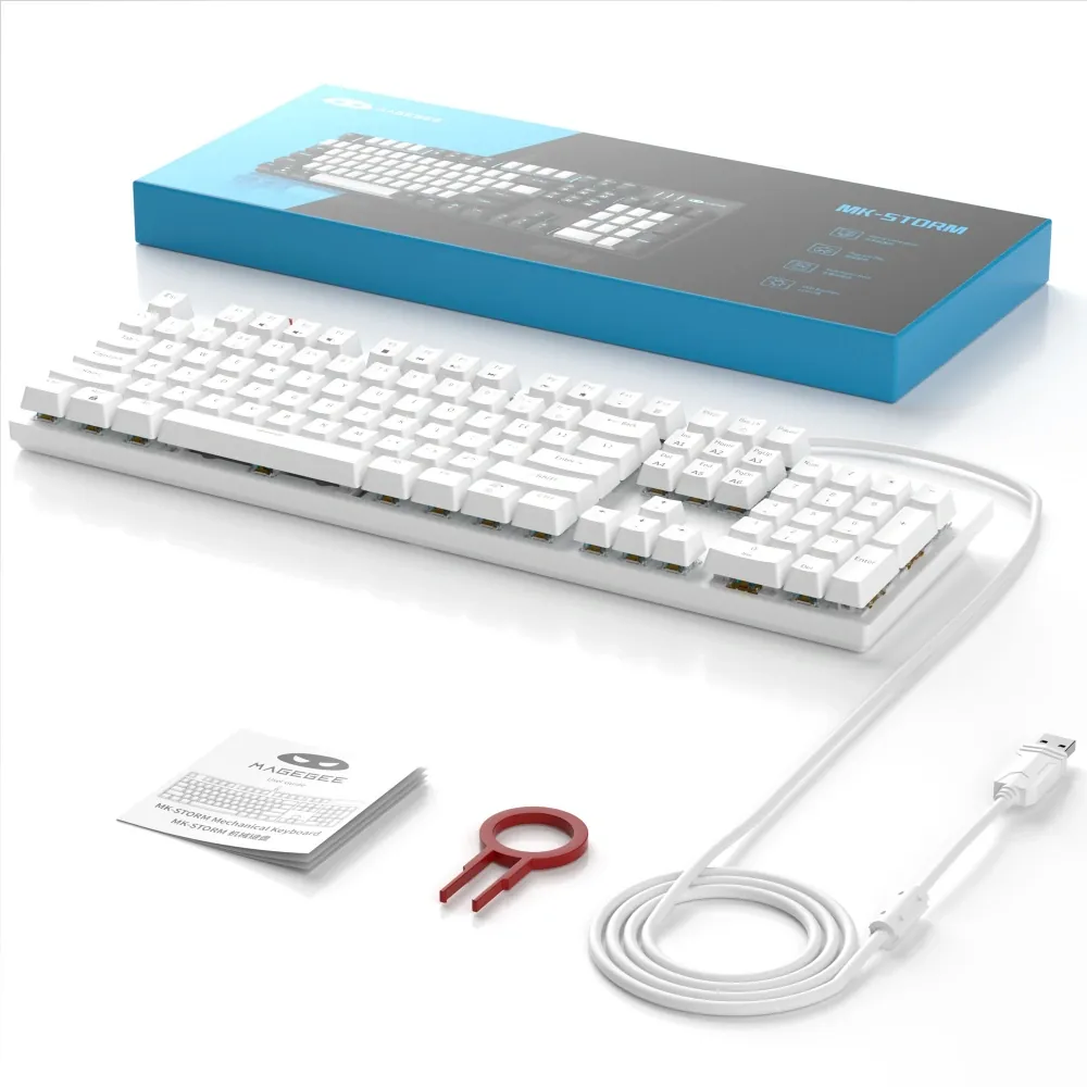 MageGee MK-STORM 104 Tuş Blue Switch Kablolu Türkçe Q Beyaz Gaming 2