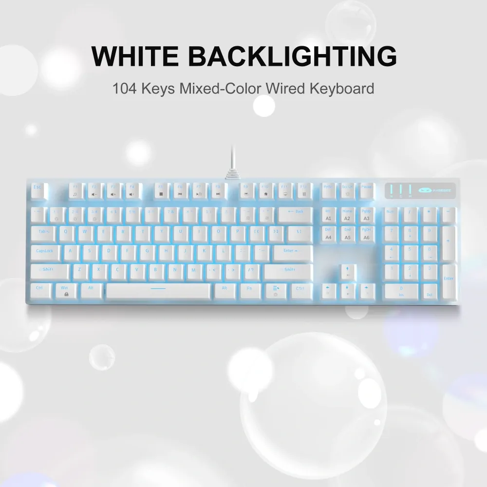 MageGee MK-STORM 104 Tuş Blue Switch Kablolu Türkçe Q Beyaz Gaming 3