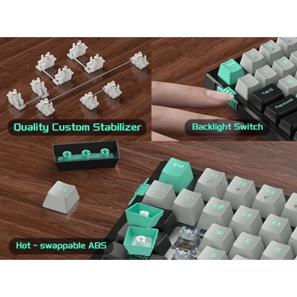 MageGee SKY98 99 Tuş Gasket RGB Hot-Swap Kablolu Siyah-Gri Gaming 2
