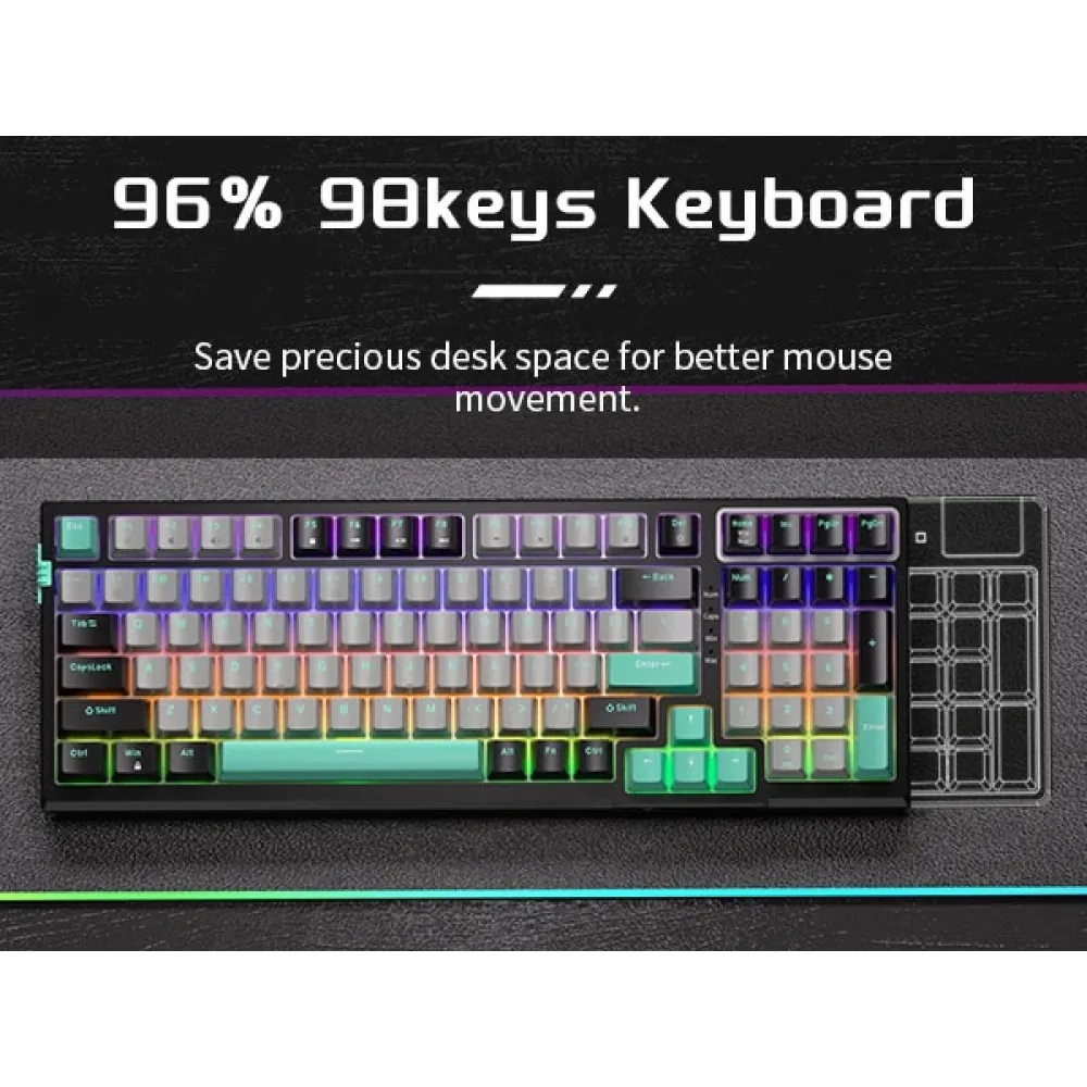 MageGee SKY98 99 Tuş Gasket RGB Hot-Swap Kablolu Siyah-Gri Gaming 3