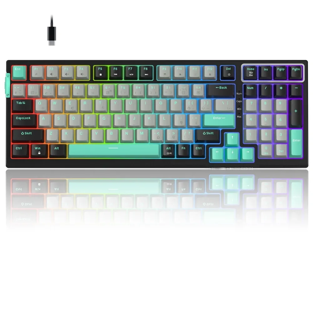 MageGee SKY98 99 Tuş Gasket RGB Hot-Swap Kablolu Siyah-Gri Gaming 4