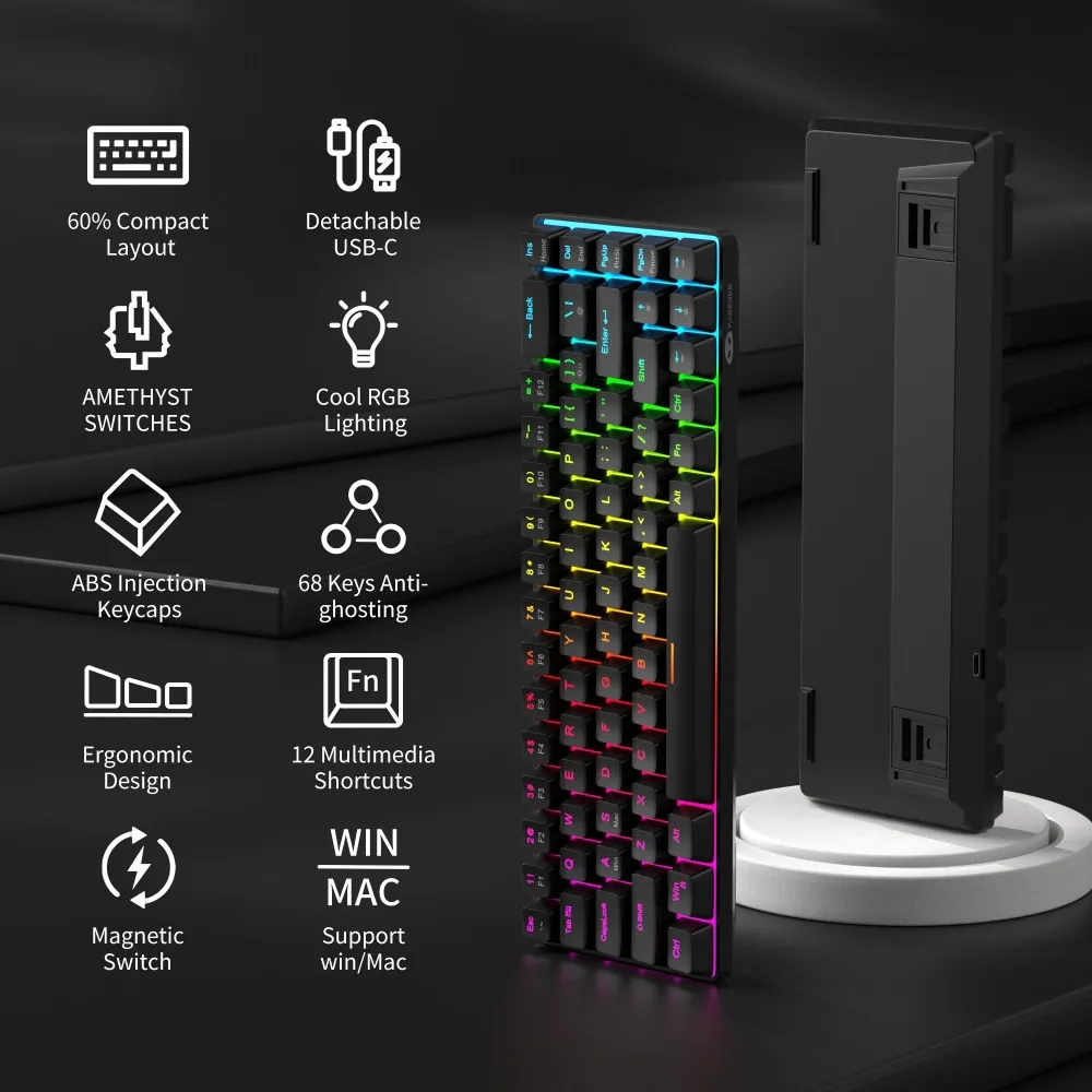 MageGee MK-BOX 68 Tuş RGB Hot-Swap Manyetik Kablolu Türkçe Q Siyah 2