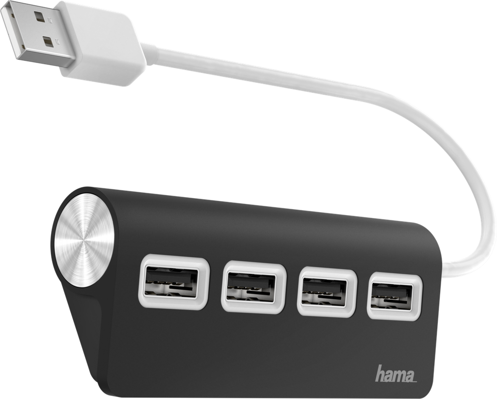 HAMA 4 Port USB 2.0 Desktop Hub, Black - HM.200119