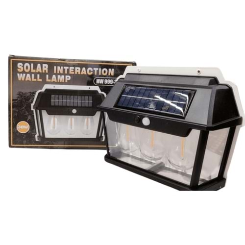 SOLAR İNTERACTİON SOLAR ENERJİLİ 3LÜ DUVAR LAMBASI 38W HW999-3W