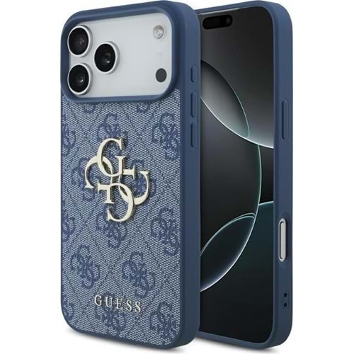 GUESS PU DERİ KILIF (BÜYÜK 4G & KLASİK LOGOLU) İPHONE 17 PRO MAX - MAVİ GUHCP17X4GMGBL