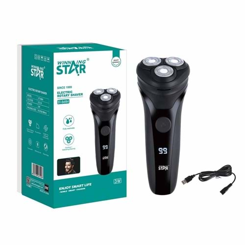 Winning Star ST-5684 Şarjlı Erkek Tıraş Makinesi | 3 Başlıklı Islak & Kuru Kullanım Elektrikli Tıraş Makinesi