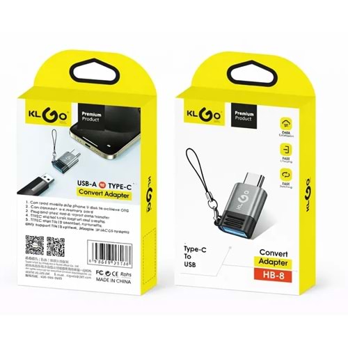 KLGO HB-8 TYPE-C TO USB ADAPTÖR