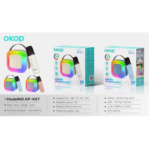 OKOP KP-K07 KARAOKE MİKROFON HOPARLÖR