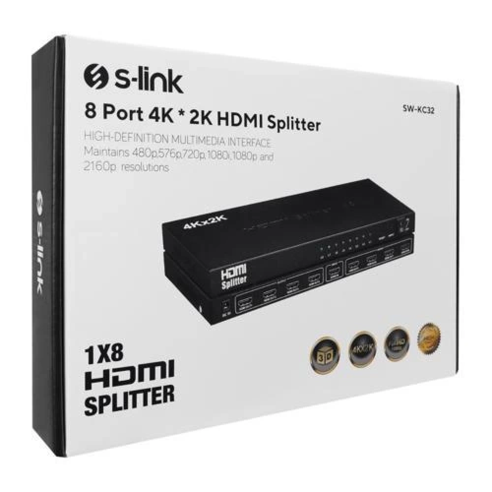 AKSESUAR S-link SW-KC32 8 Port 4K " 2K Hdmi Splitter