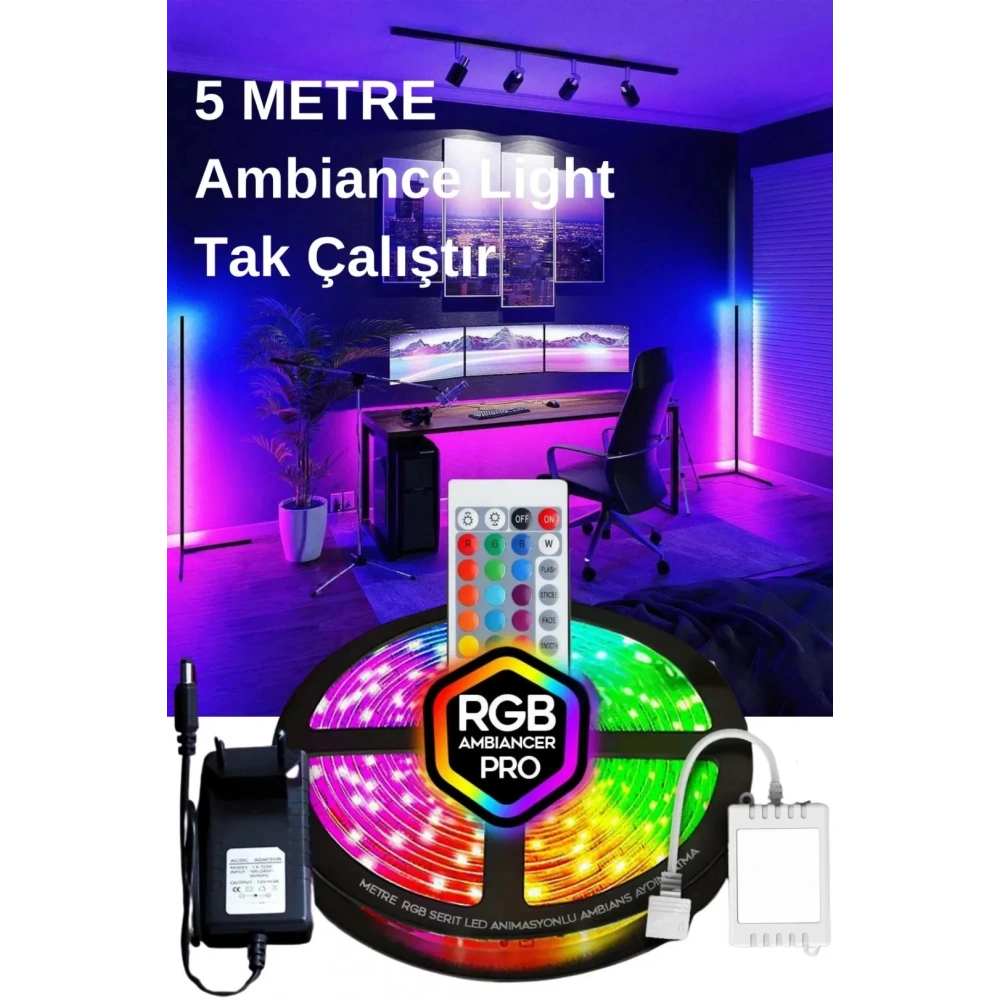 Rgb Led 16 Renk Varyasyonlu 1. Kalite 5 Metre Led