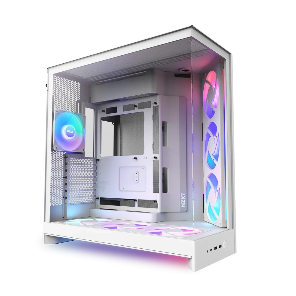 Nzxt H9 Flow RGB+ Large Dual-Chamber Mid-Tower ATX Airflow Beyaz