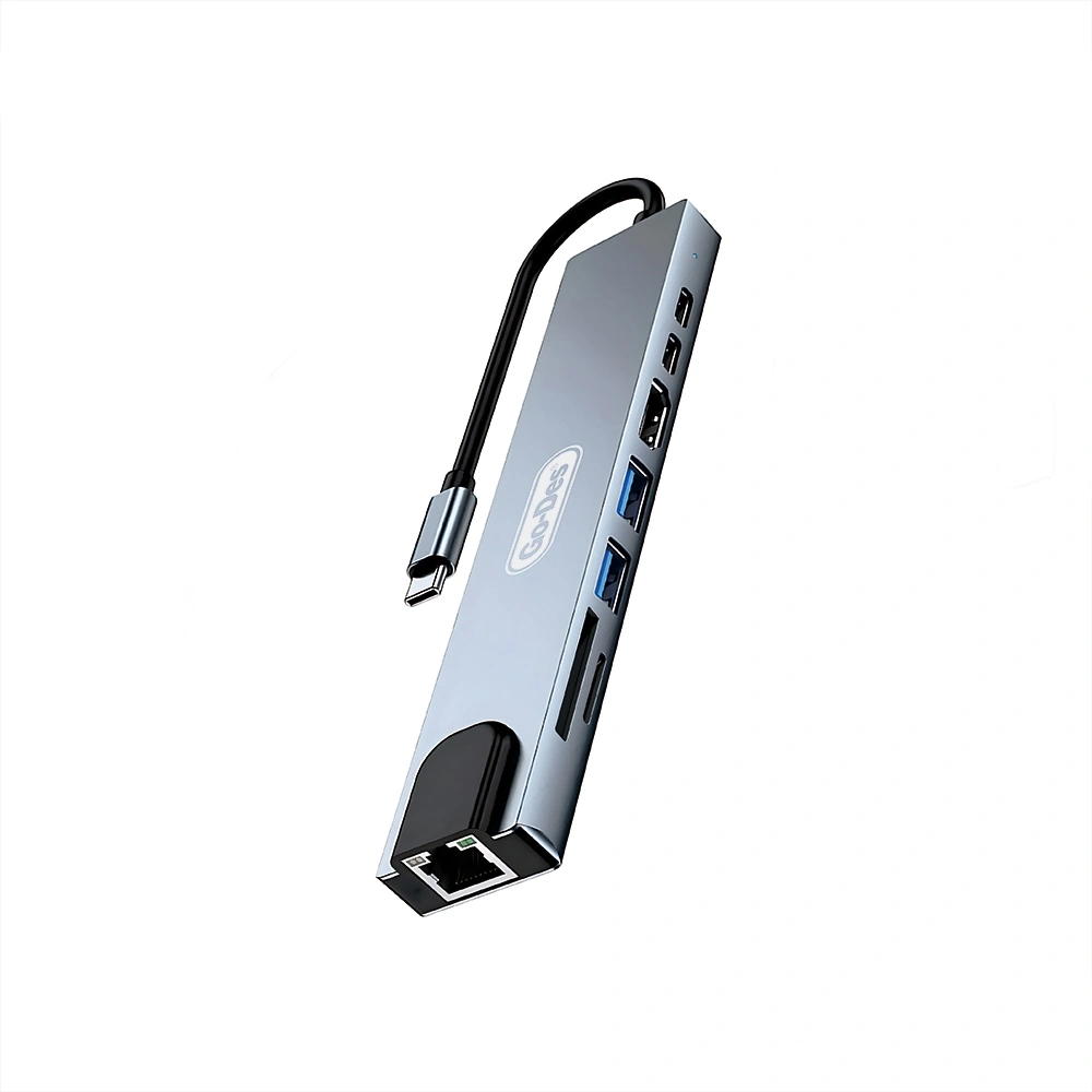 Go-Des GD-9218 Type-C 8in1 USB3.0+PD+Hdmi 4K Ultra HD+RJ45+SD/TF