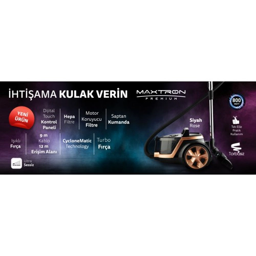 MAXTRON PREMIUM ELEKTRİKLİ SÜPÜRGE SİYAH-SEDEFLİ MAVİ 17